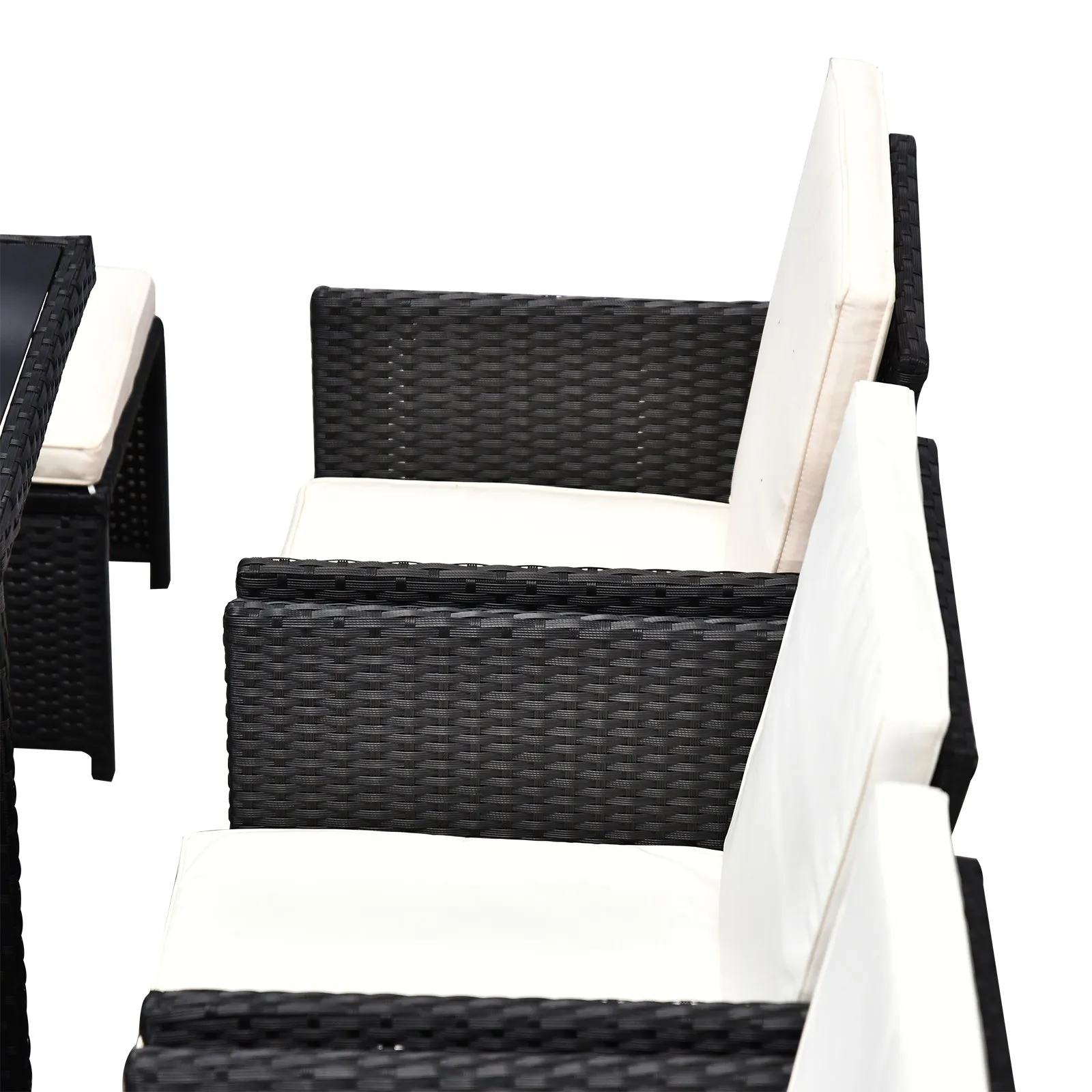 11pc Rattan Patio Garden Dining Set - Black