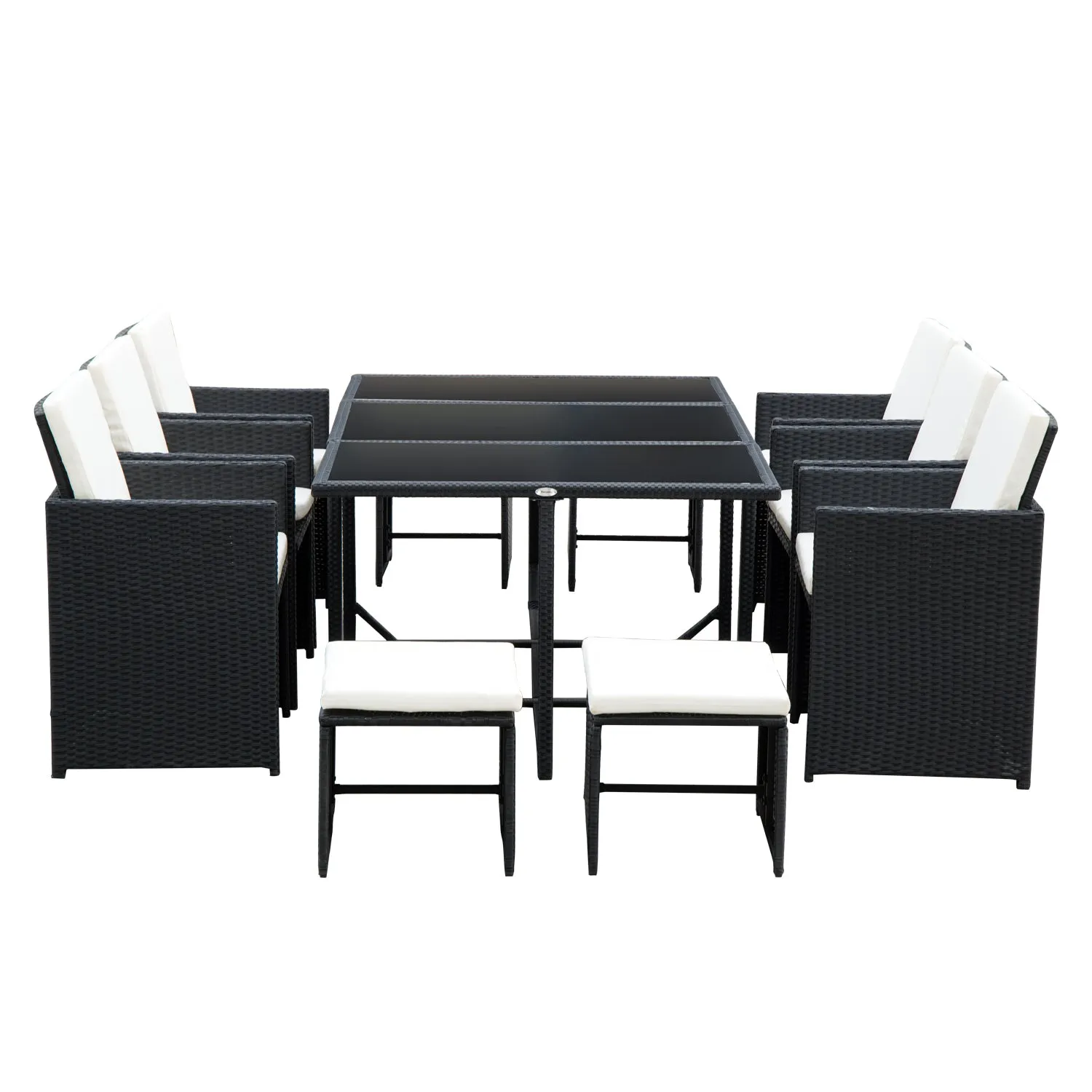 11pc Rattan Patio Garden Dining Set - Black