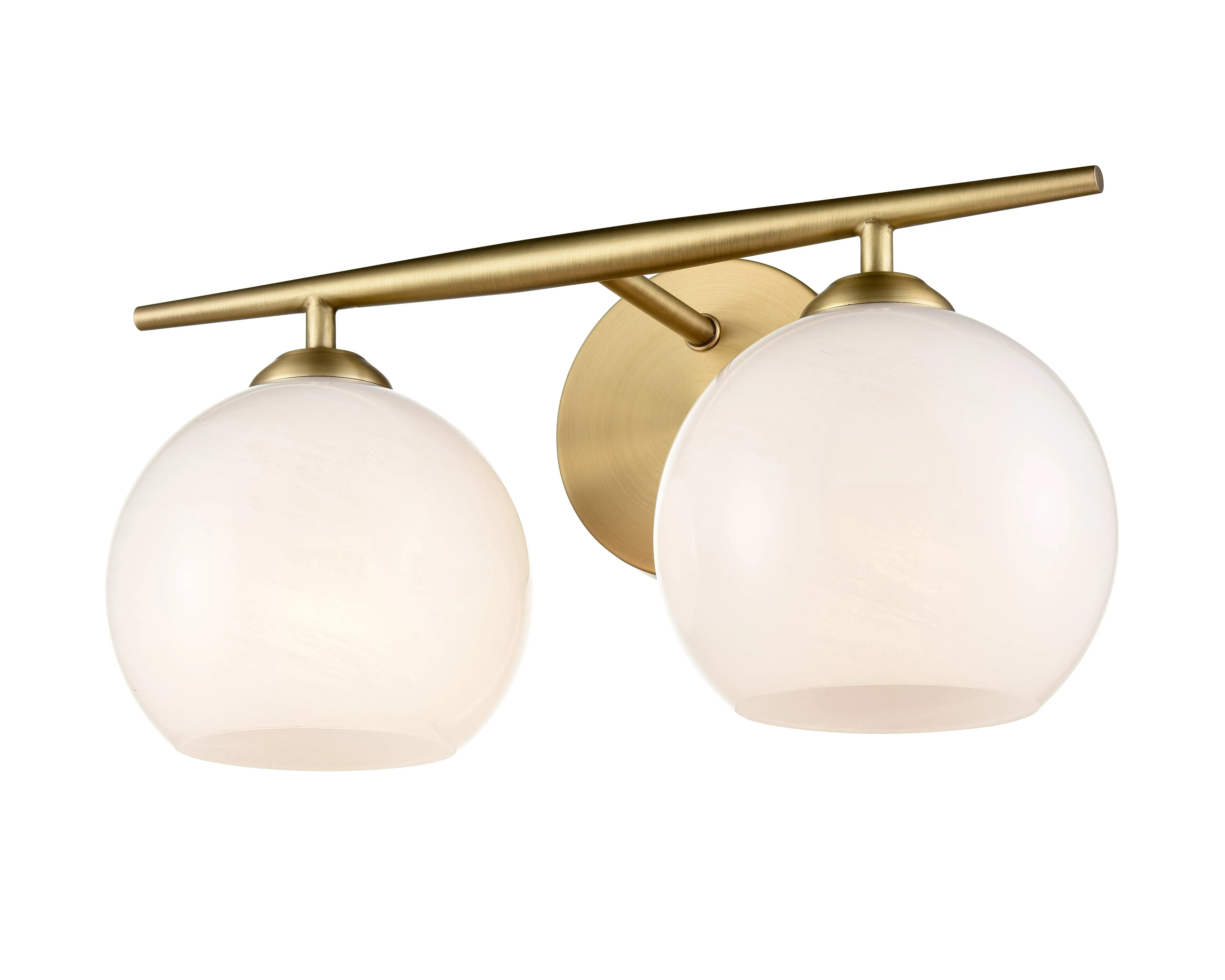 2 Lamps Kimorra Vanity Light - Vintage Brass - White Cloud Glass - 15.25in. Wide