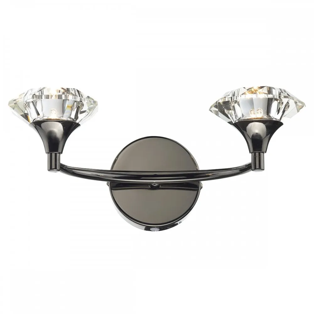 2 Light Wall Light - Black Chrome