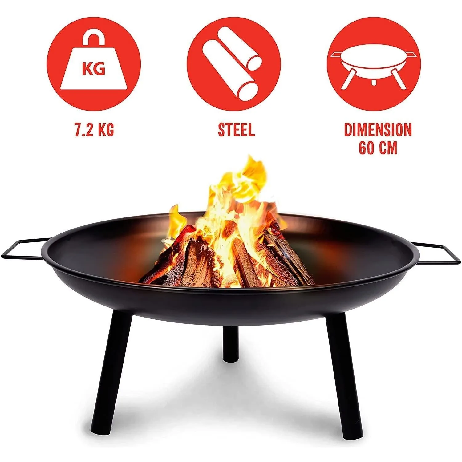 24" Round Fire Pit Folding Patio Garden Bowl Outdoor Camping Heater Log Burner