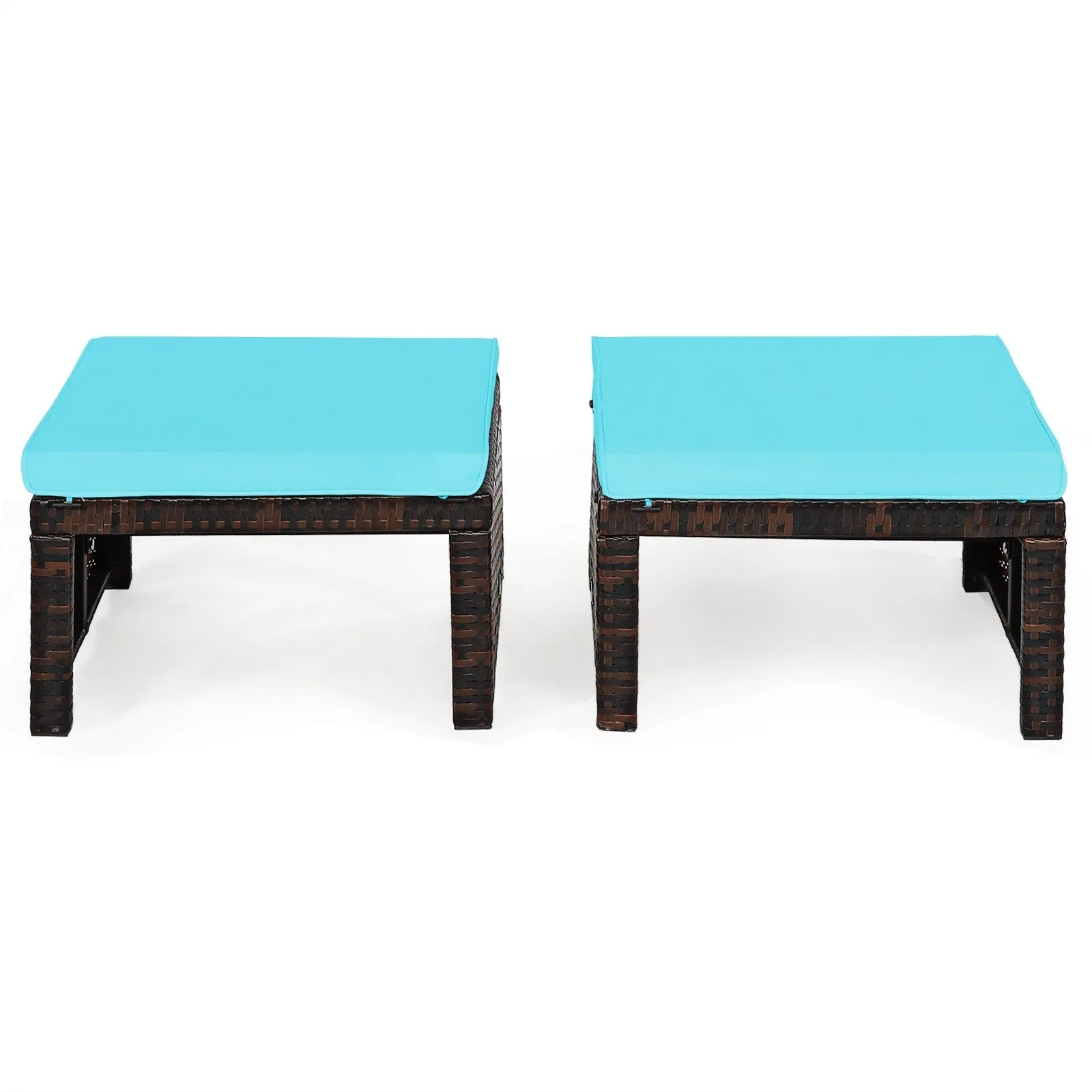 2pc Rattan Patio Ottoman Set - Turquoise