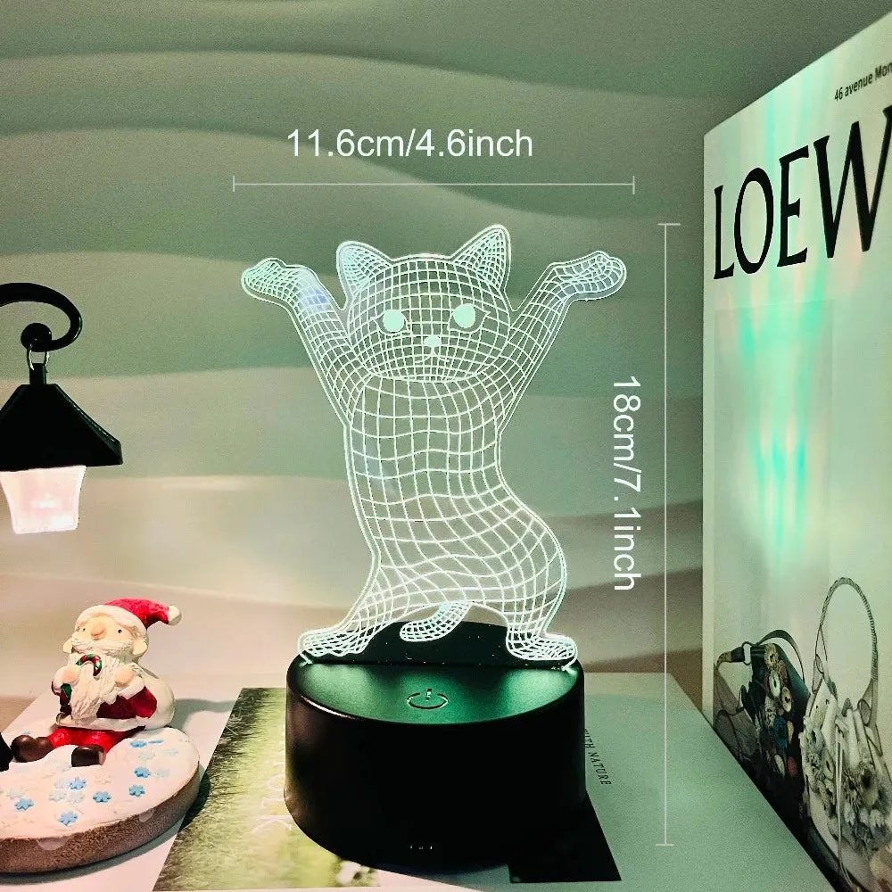 3D Cat Optical Illusion Night Light