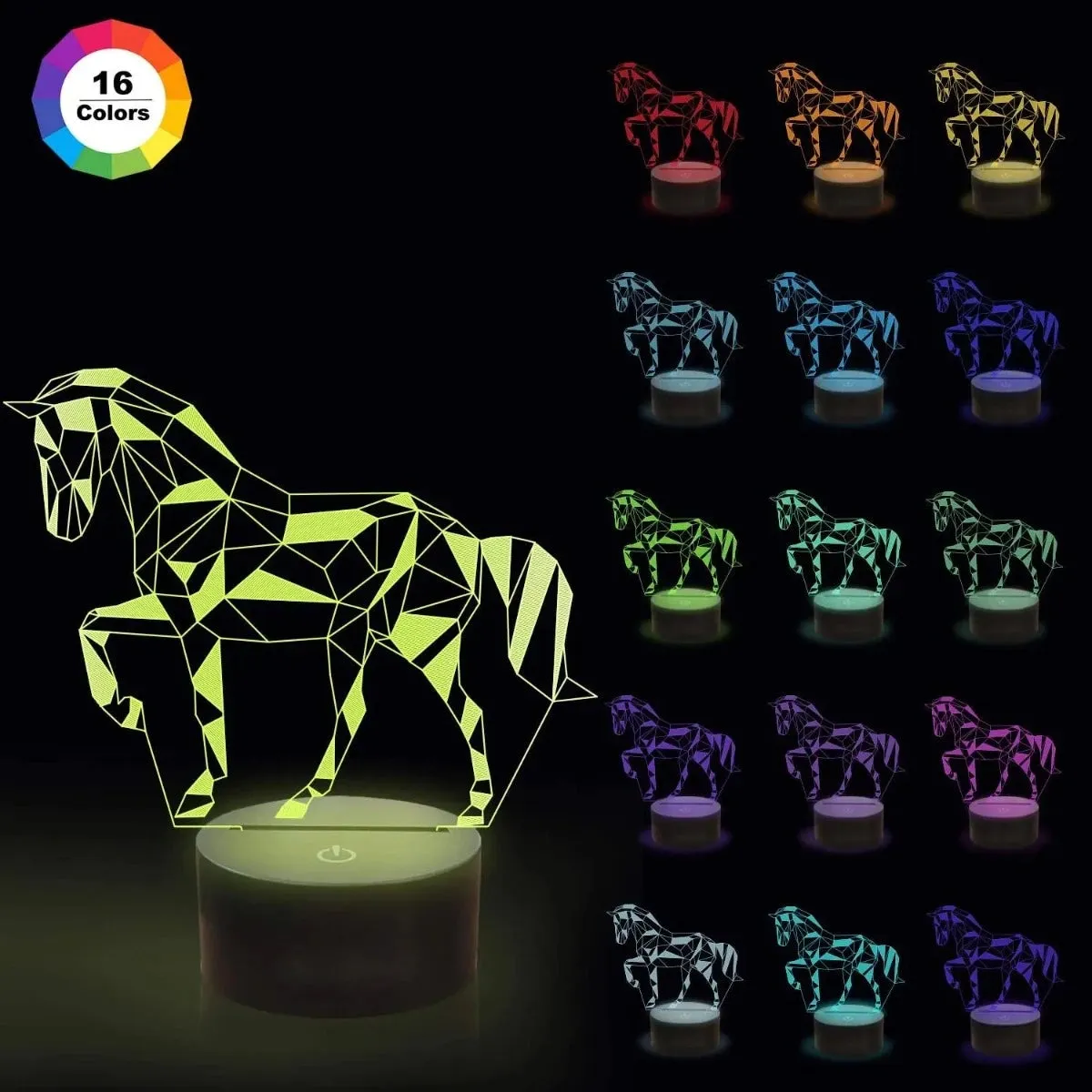 3D LED Horse Unicorn Animal USB Night Light