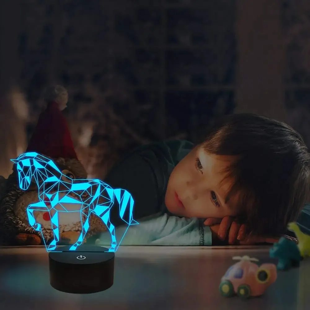 3D LED Horse Unicorn Animal USB Night Light