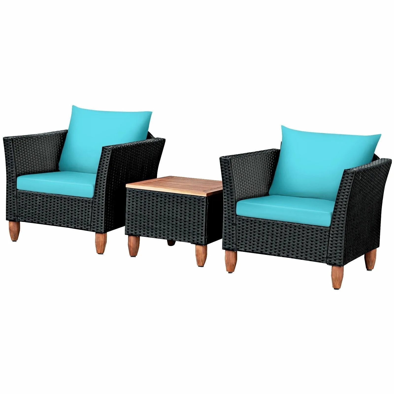 3pc Outdoor Patio Rattan Furniture Set - Turquoise