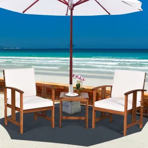 3pc Outdoor Wooden Patio Furniture Set - White