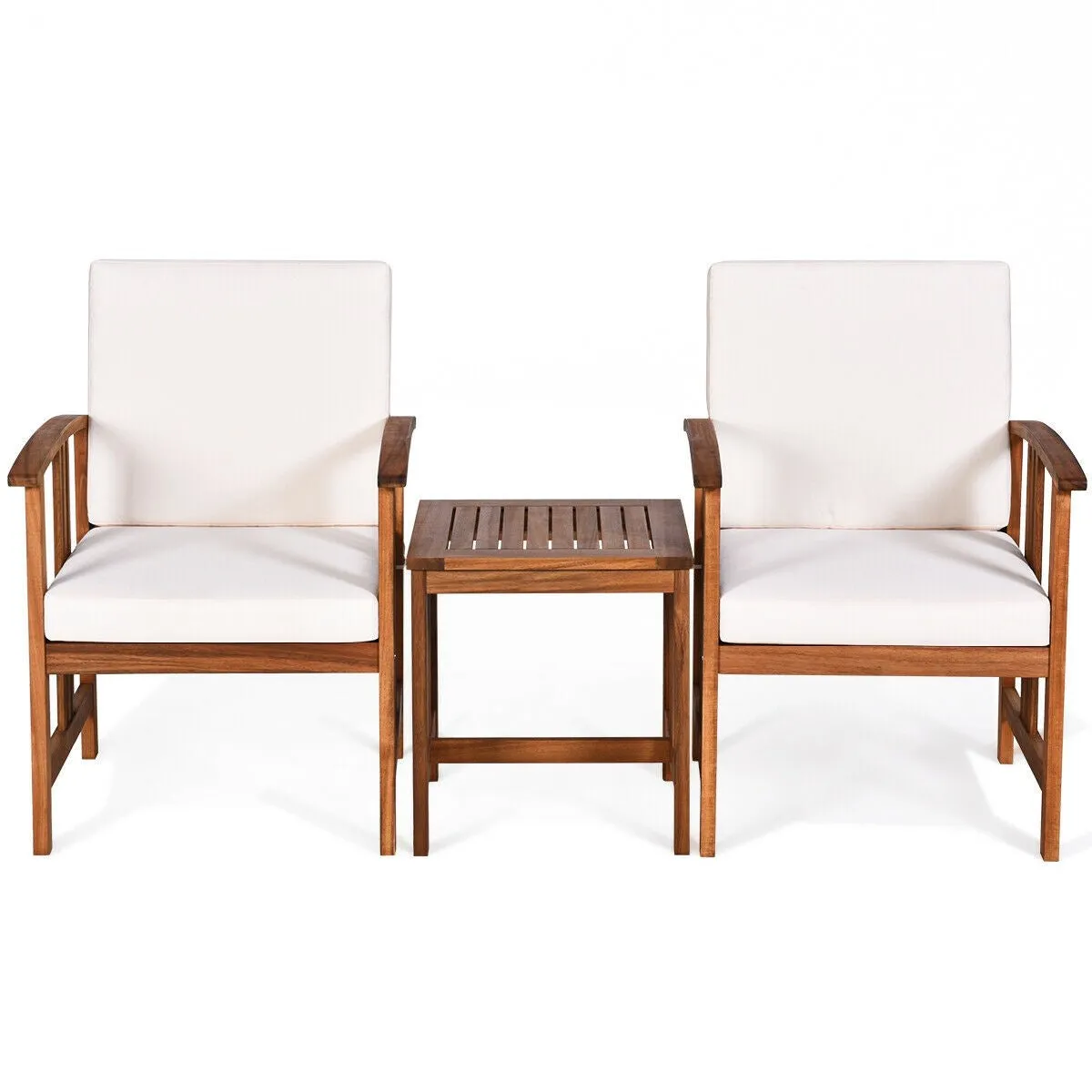 3pc Outdoor Wooden Patio Furniture Set - White