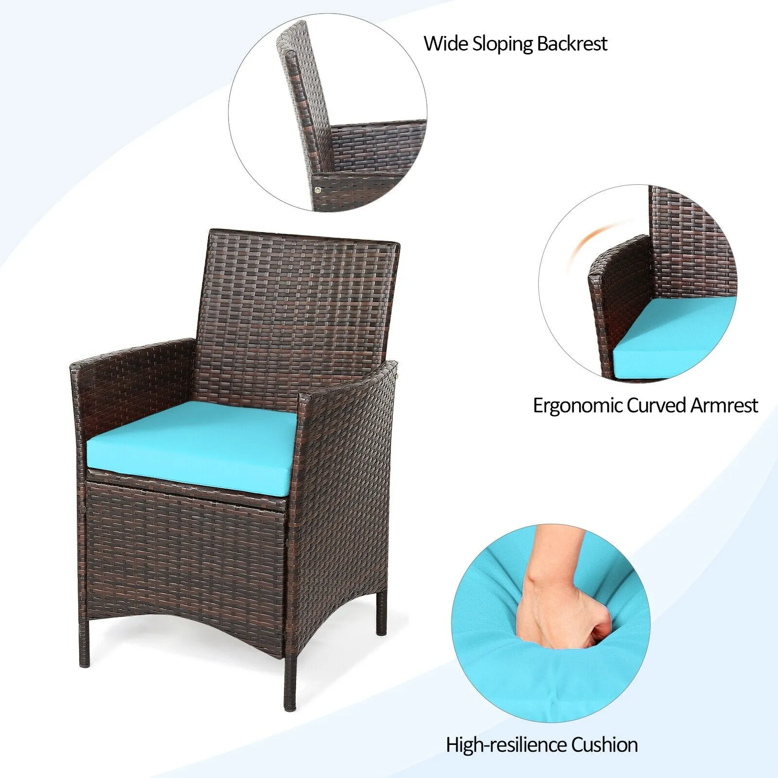 3pc Patio Rattan Furniture Set - Turquoise