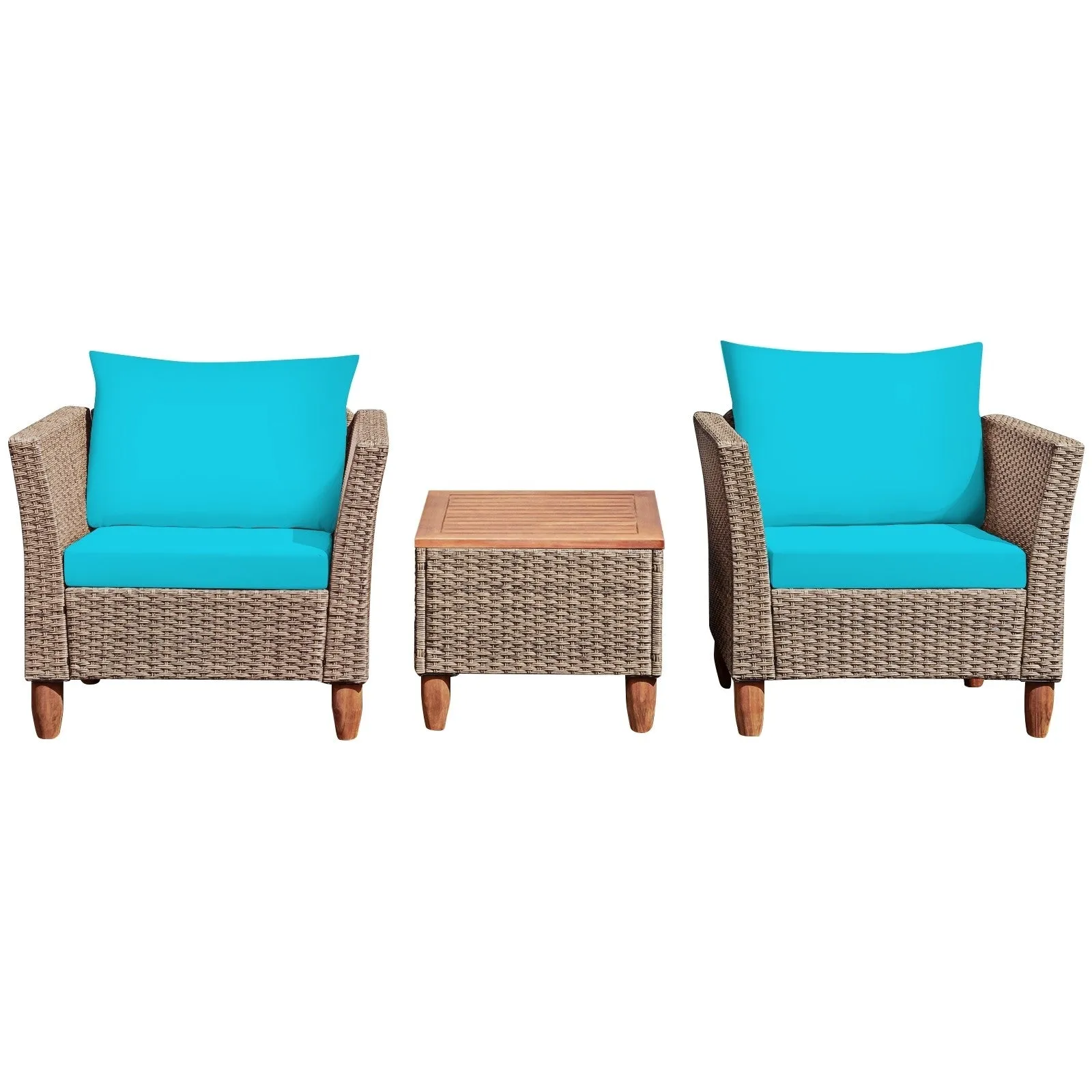 3pc Patio Rattan Furniture Set - Turquoise