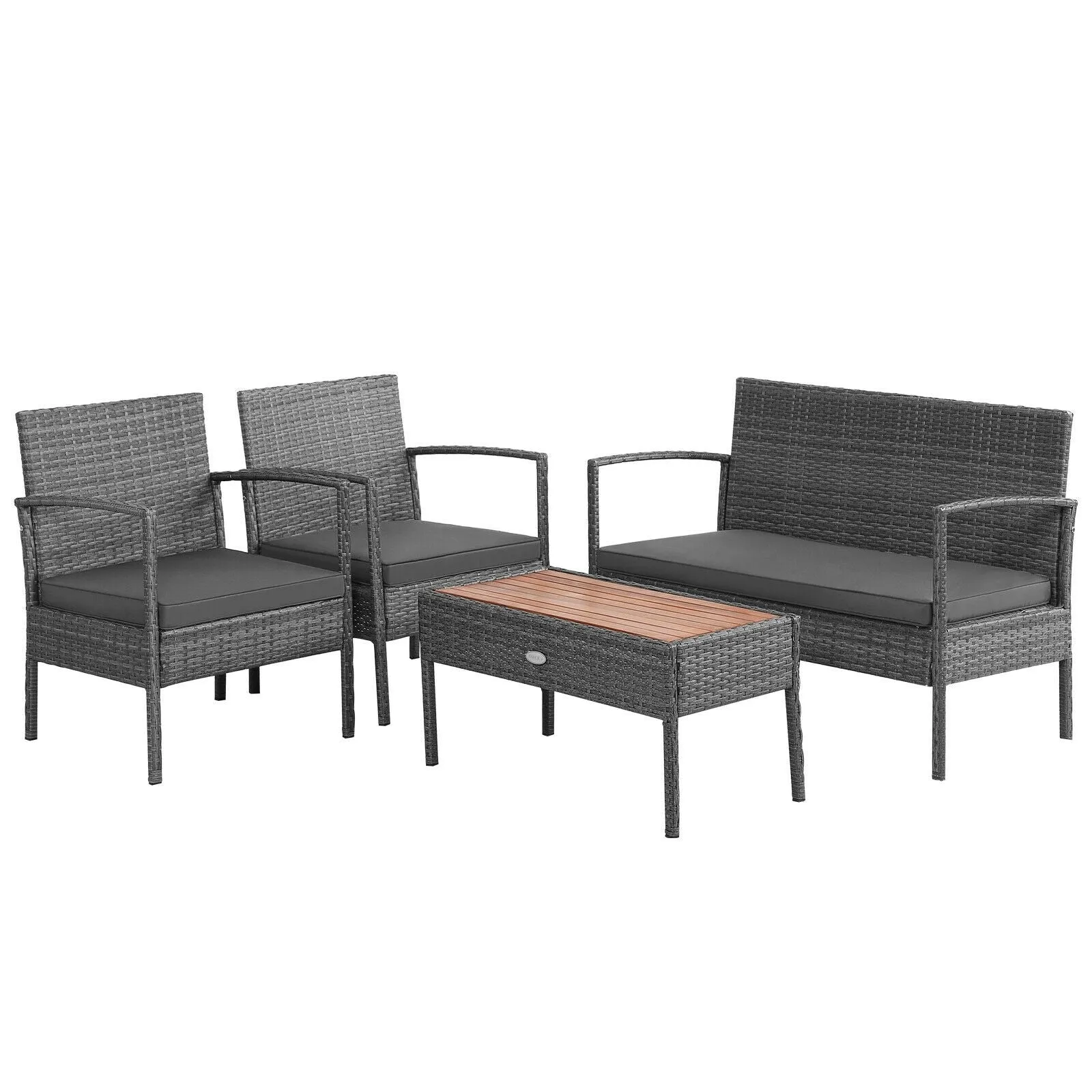 4pc Outdoor Rattan Patio Conversation Set - Gray