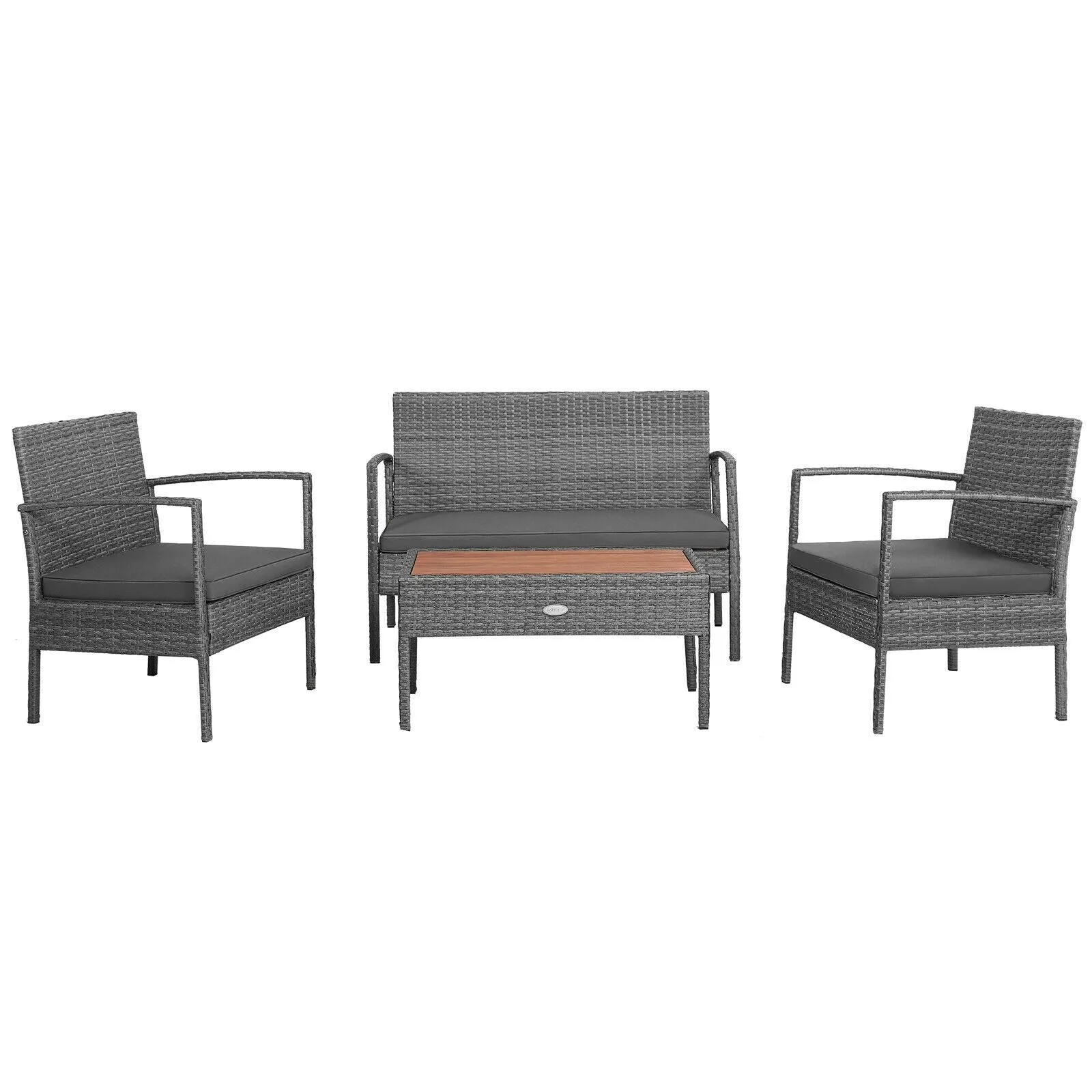 4pc Outdoor Rattan Patio Conversation Set - Gray