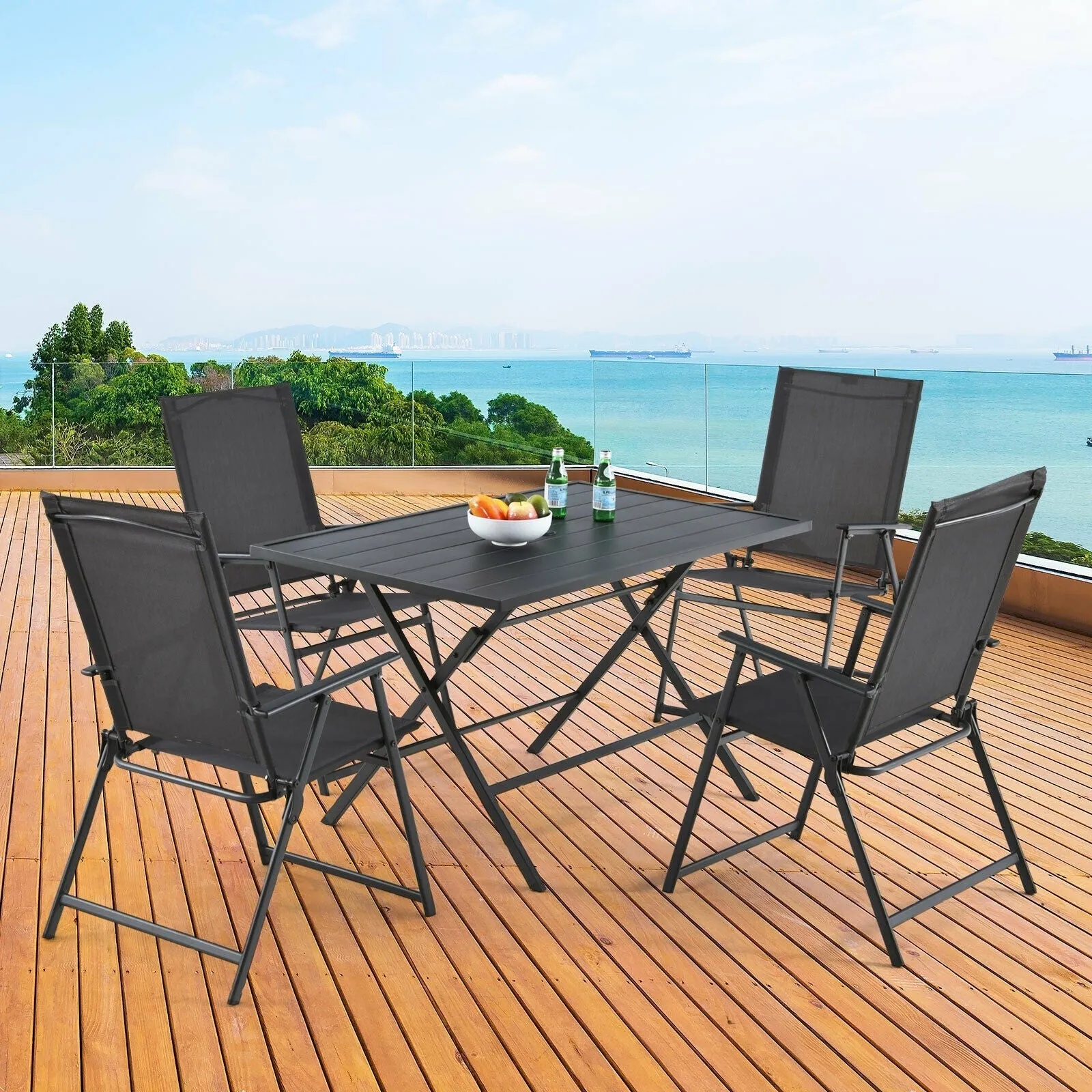 5pc Patio Dining Furniture Set - Gray