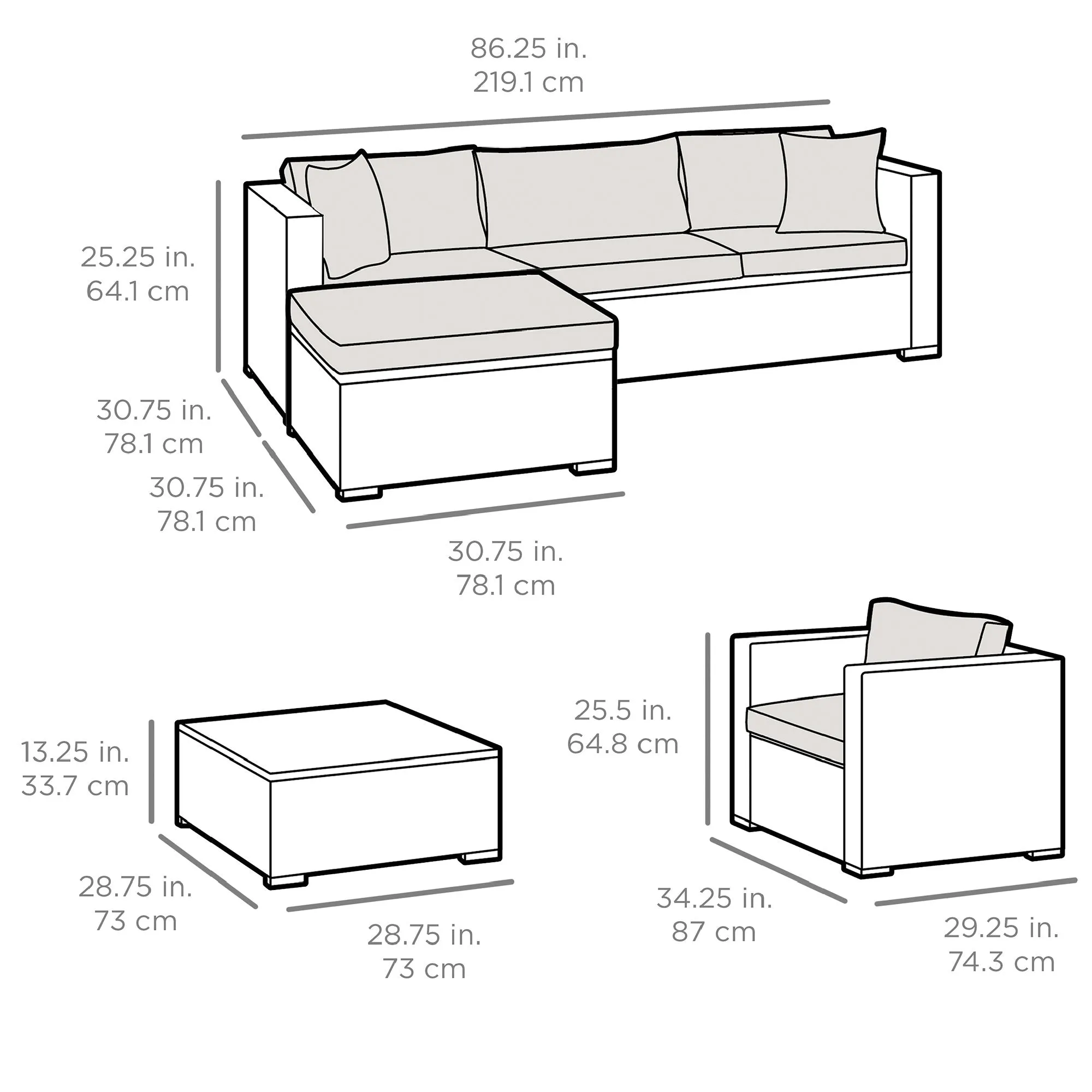 6-Piece Outdoor Wicker Patio Sectional Set w/ Storage, 2 Pillows, Cover