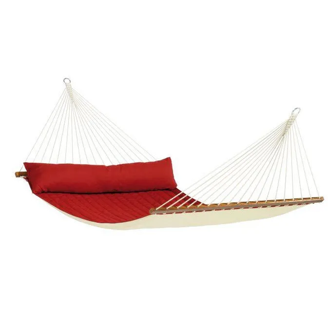 Alabama Quilted Kingsize Spreader Bar Hammock by La Siesta - Red Pepper