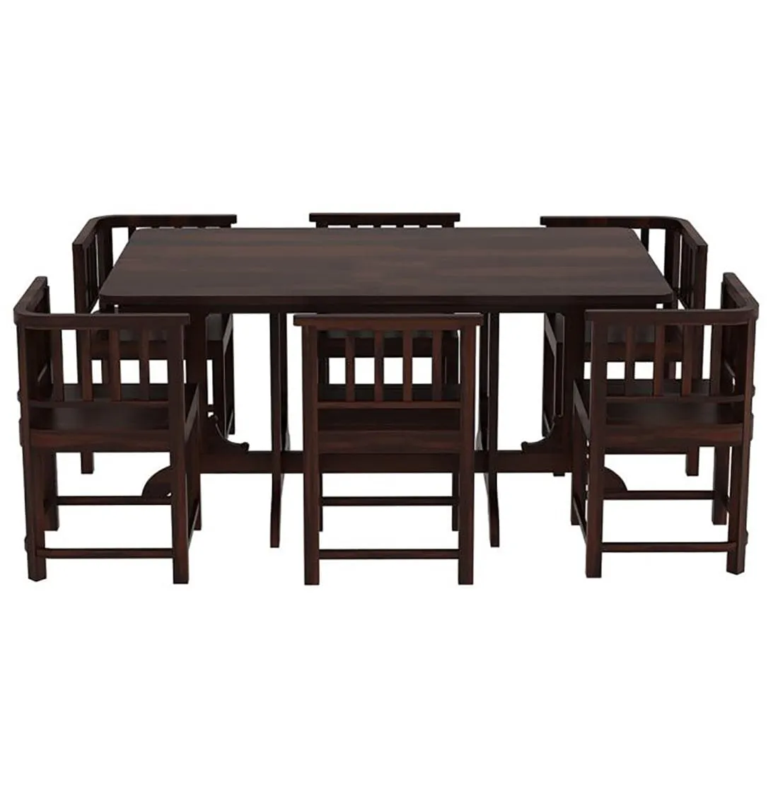 Alpha Compact Wooden 6 Seater Dining Table sets With Chairs & Table