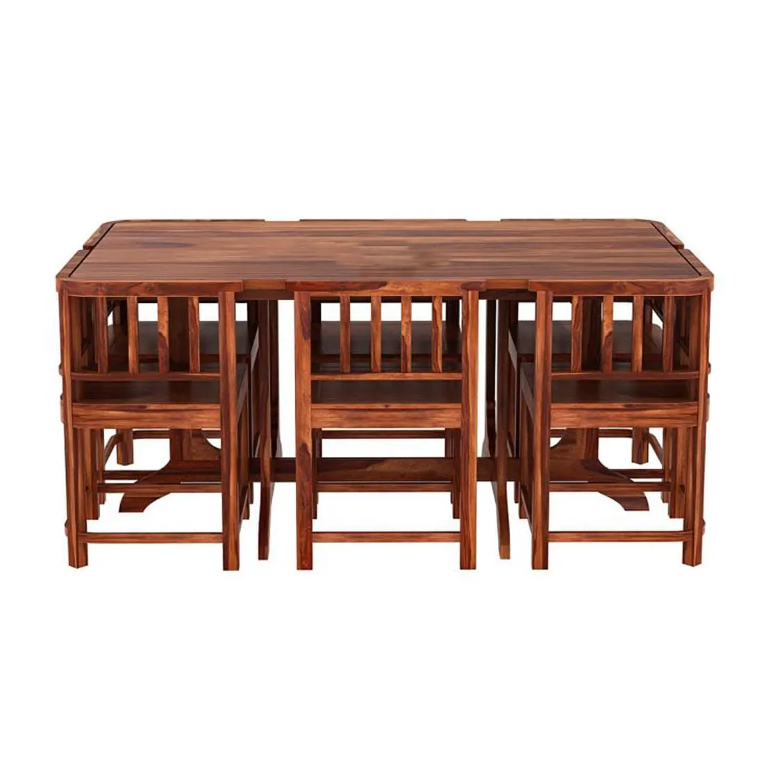 Alpha Compact Wooden 6 Seater Dining Table sets With Chairs & Table