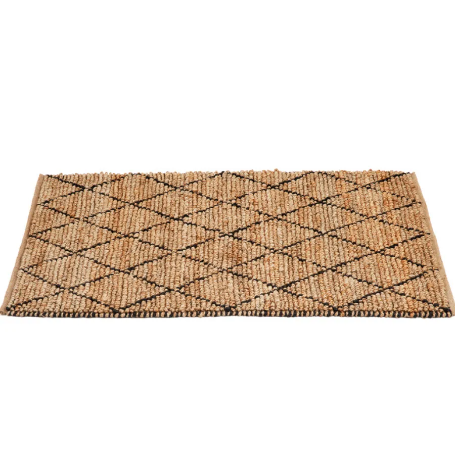 Anant Black and Natural Diamond Large Jute Rug