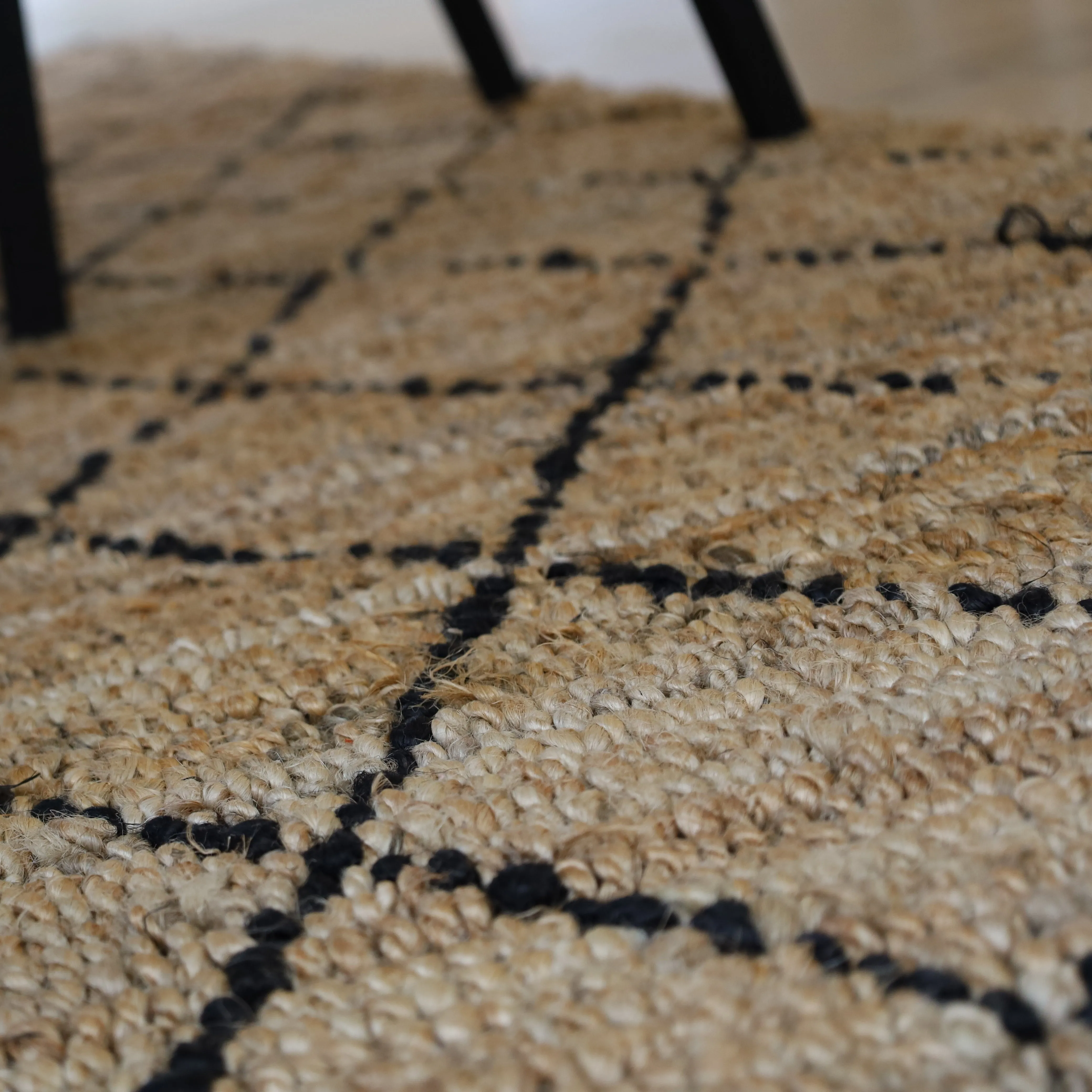 Anant Black and Natural Diamond Large Jute Rug