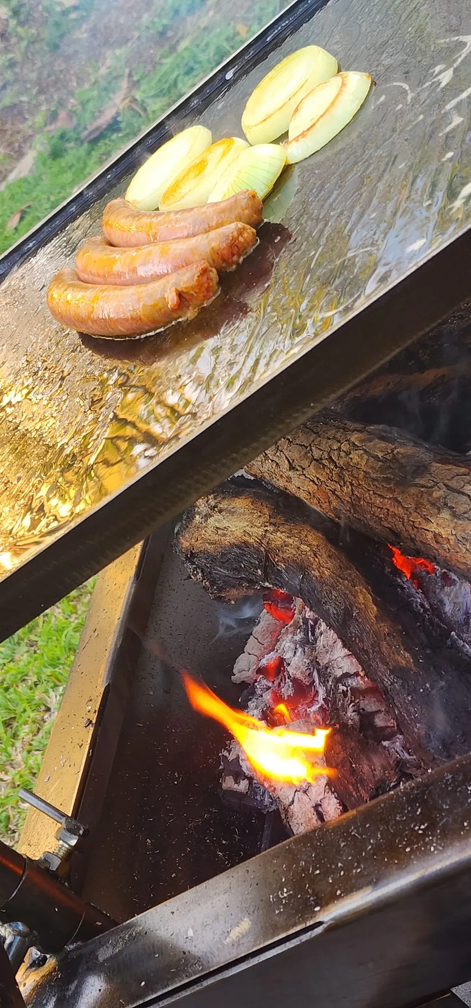 Backyard Fire Pit with Square Grill and Hot Plate.