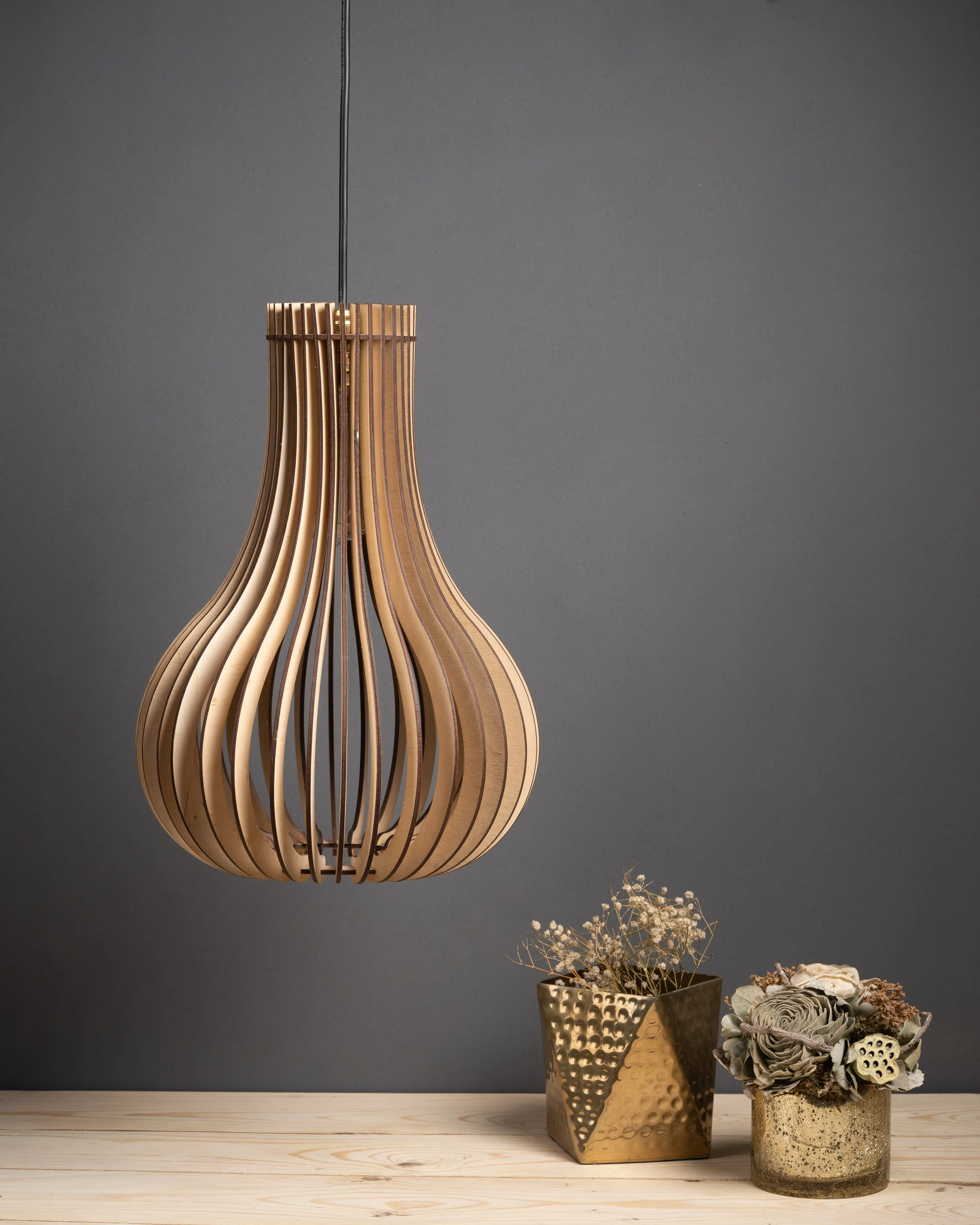 Barua  Ceiling Birch Wood Lamp