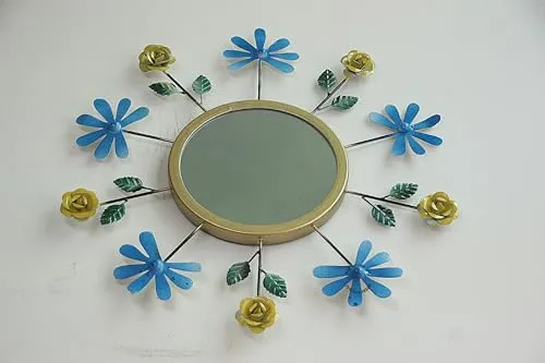 Beautiful Metal Mirror Elegant Round Metal Wall Mirror with Unique Design, Stylish Home Decor, Versatile Hanging Options, Perfect for Living Room, Bedroom, and Hallway