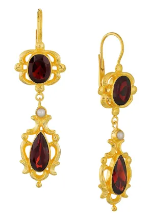 Bloomsbury Garnet and Pearl Earrings