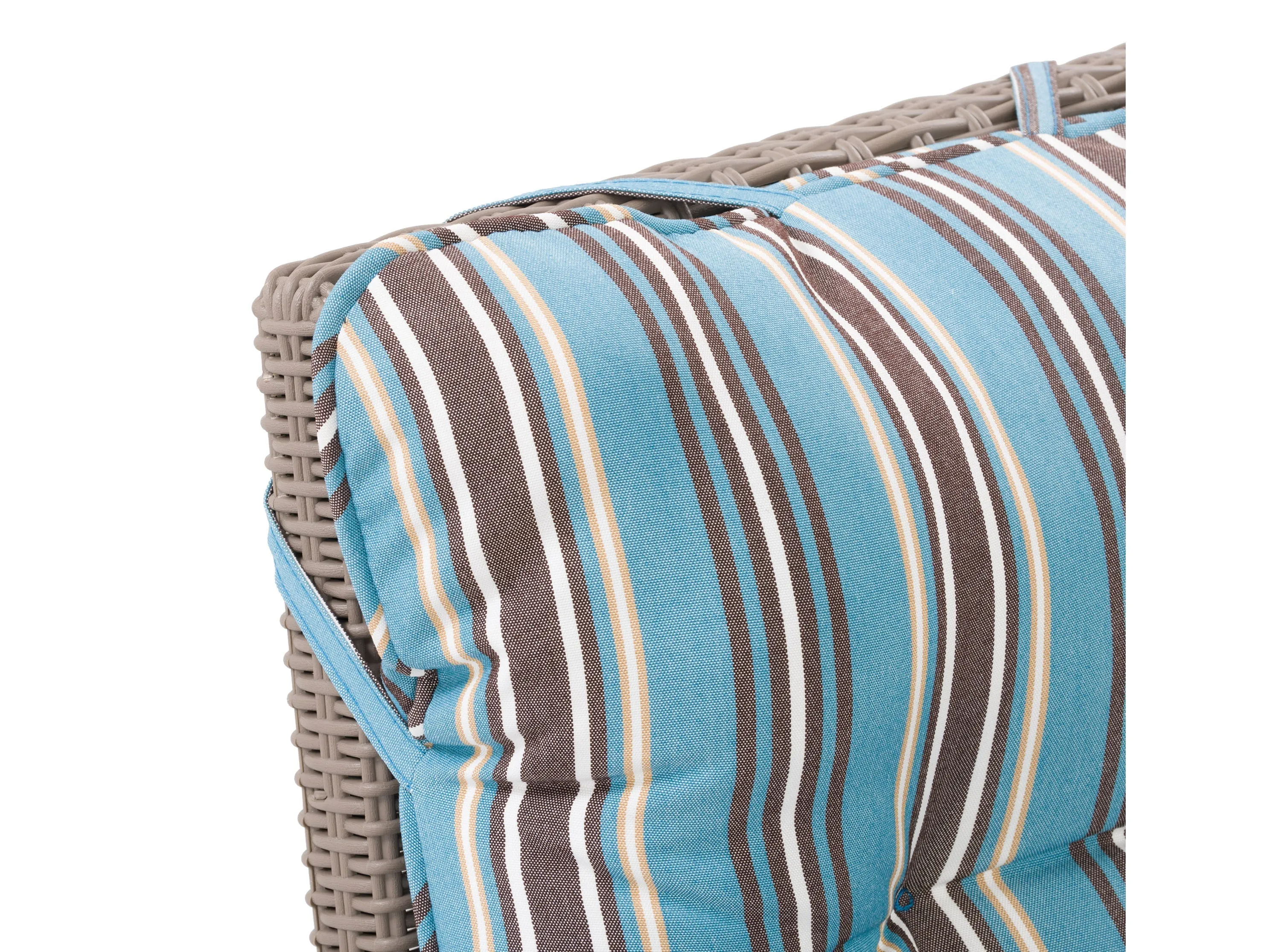 Blue and Brown Stripes Patio Recliner and Ottoman Set, 5pc