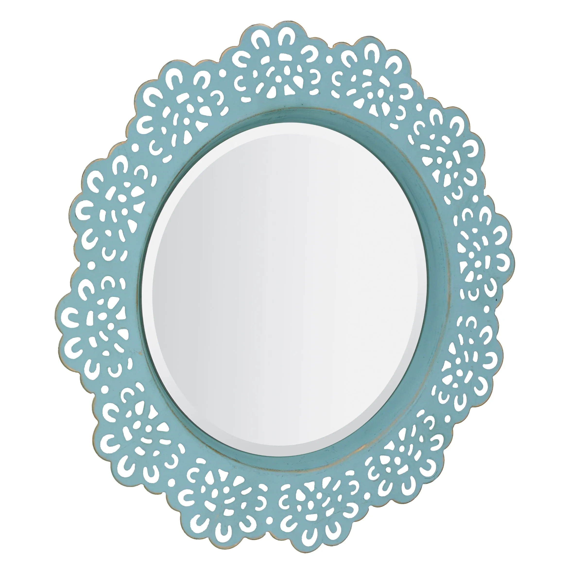 Blue Metal Lace Wall Mirror - 12 in.