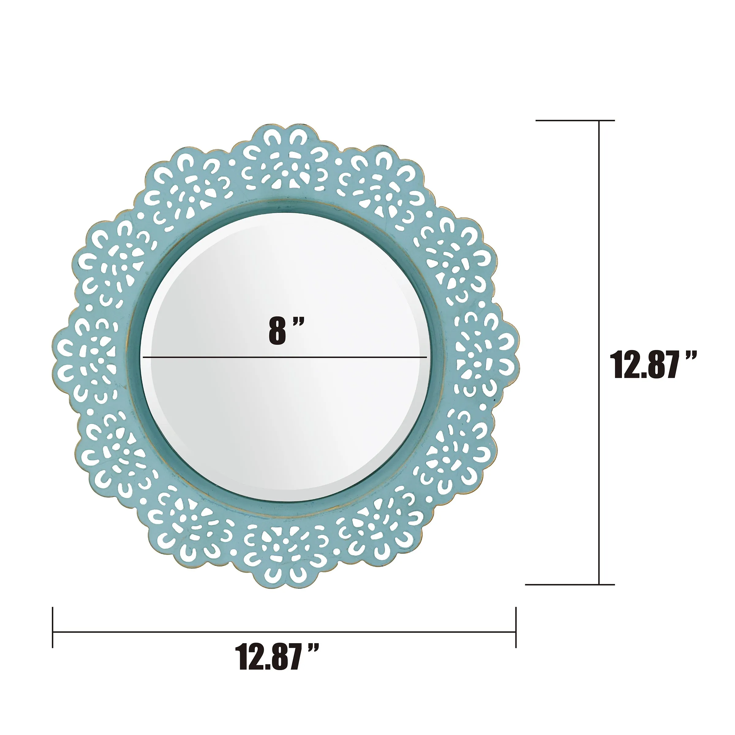 Blue Metal Lace Wall Mirror - 12 in.