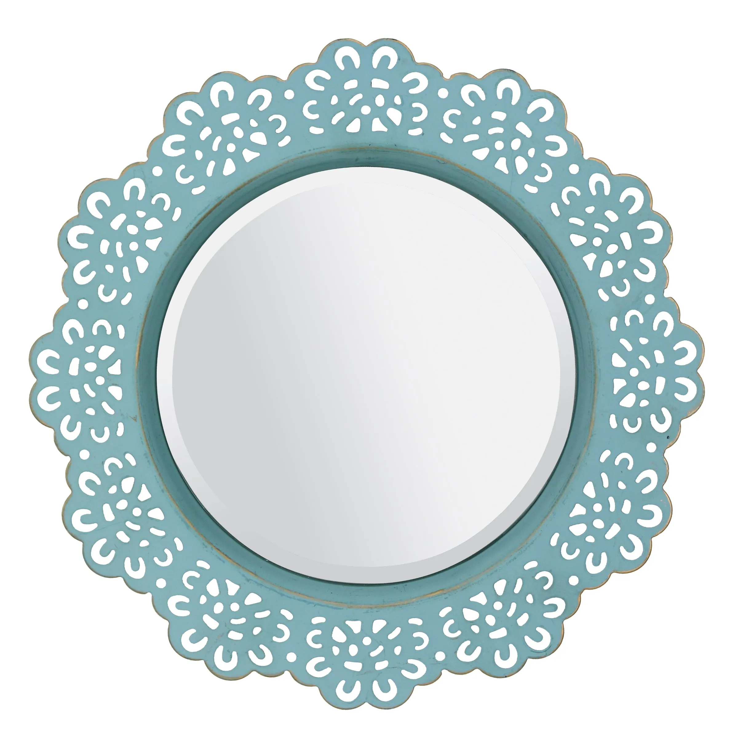 Blue Metal Lace Wall Mirror - 12 in.