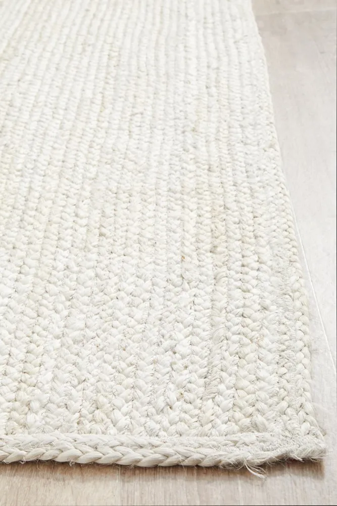 Bondi White Hand-Braided Jute Runner