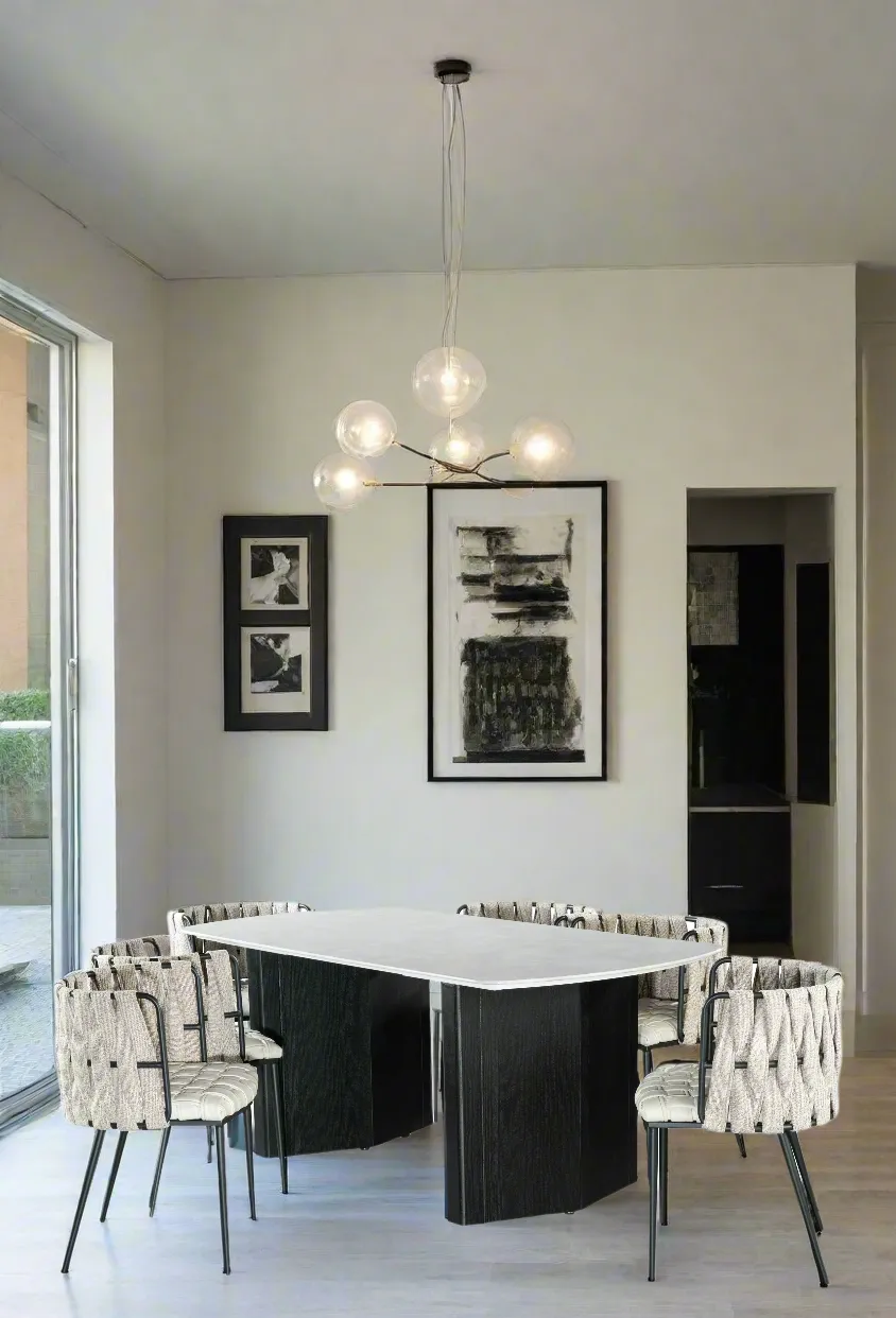 Bradley Rectangular Dining Table in Black and White