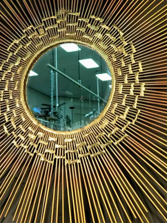 Brutalist Sunburst Mirror Wall Sculpture