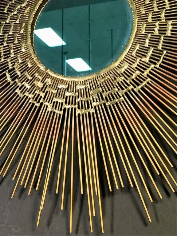 Brutalist Sunburst Mirror Wall Sculpture