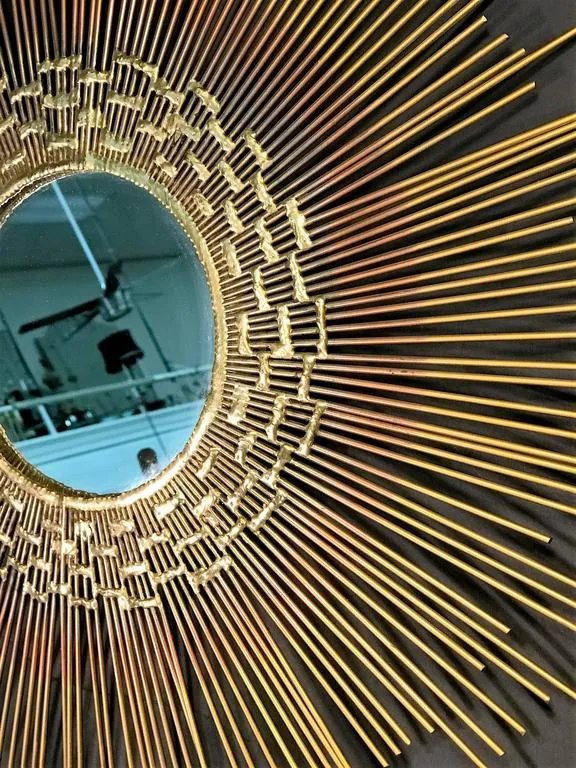 Brutalist Sunburst Mirror Wall Sculpture