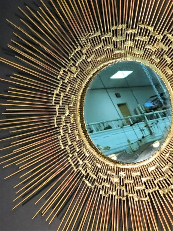 Brutalist Sunburst Mirror Wall Sculpture