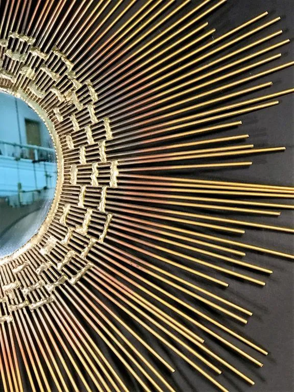 Brutalist Sunburst Mirror Wall Sculpture