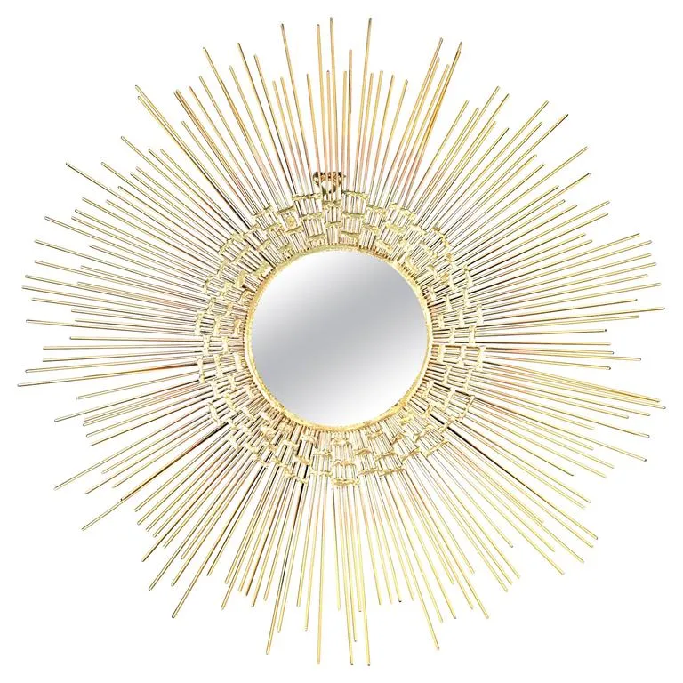 Brutalist Sunburst Mirror Wall Sculpture