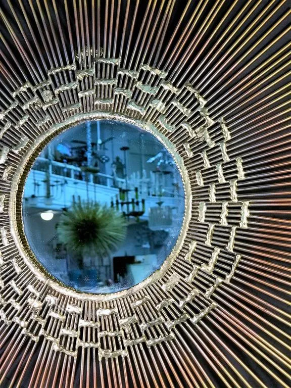 Brutalist Sunburst Mirror Wall Sculpture