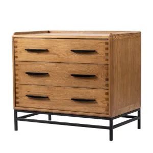 Carlton Three Drawer Commode Chic Oak Wood & Iron