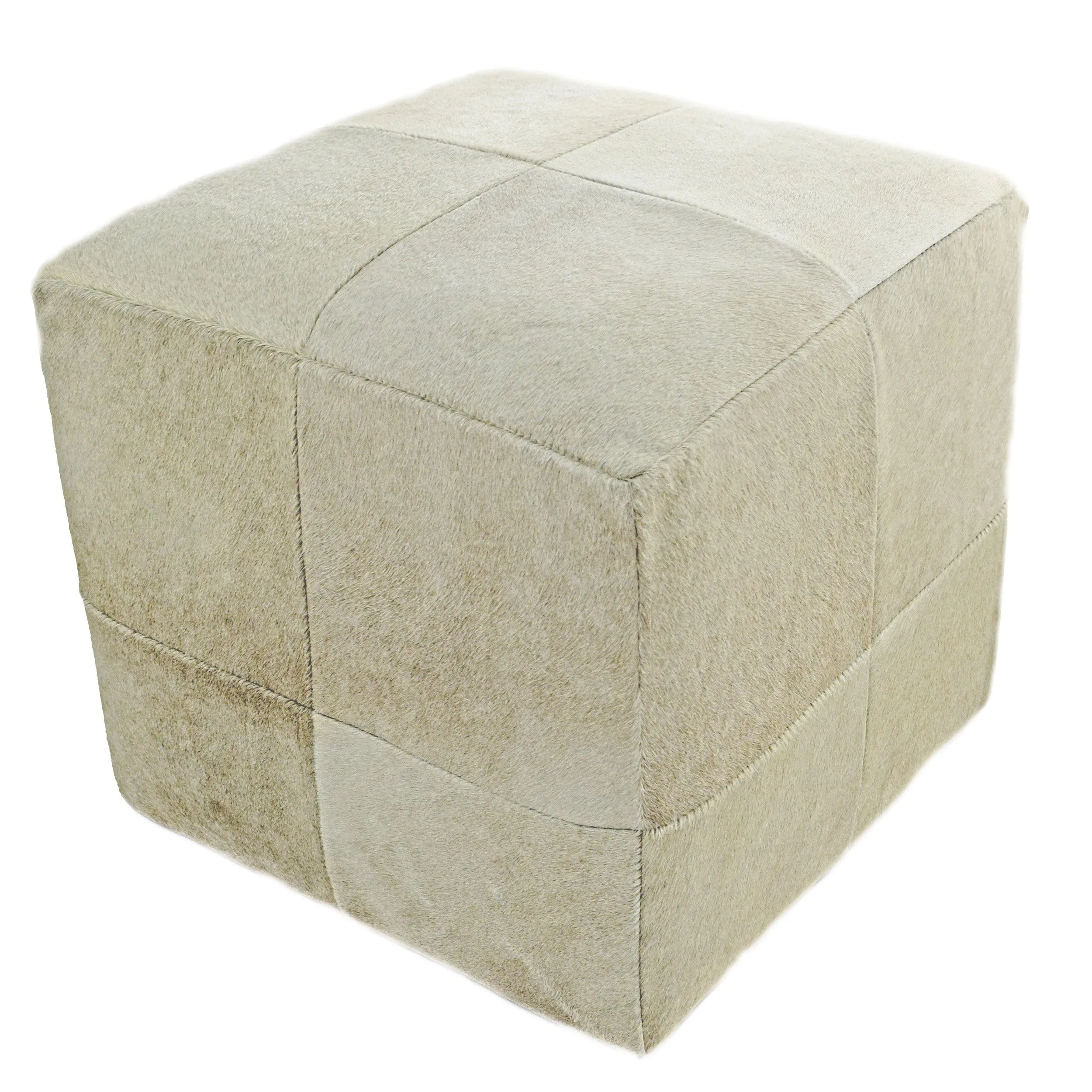 Cowhide Pouf, Champagne