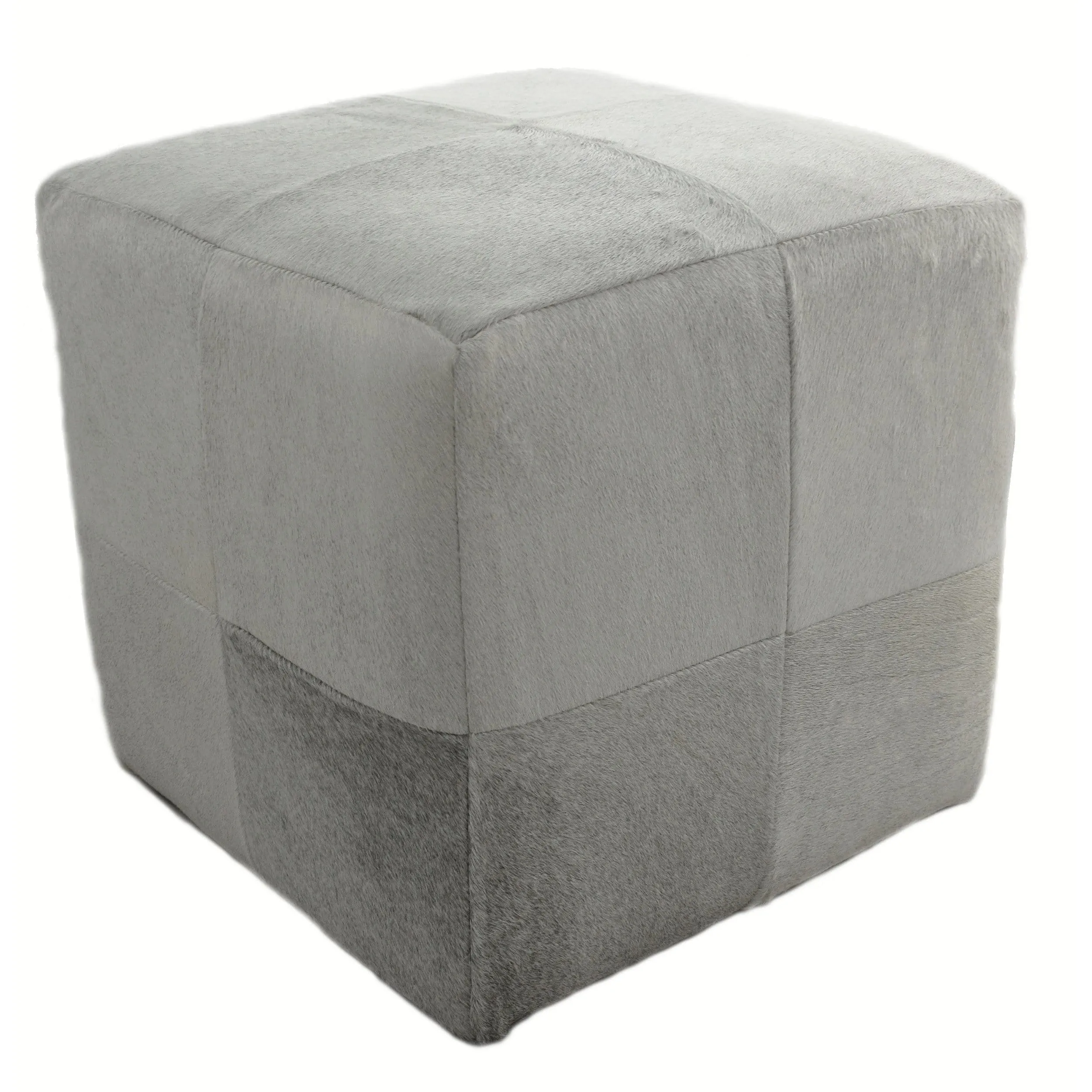 Cowhide Pouf, Grey