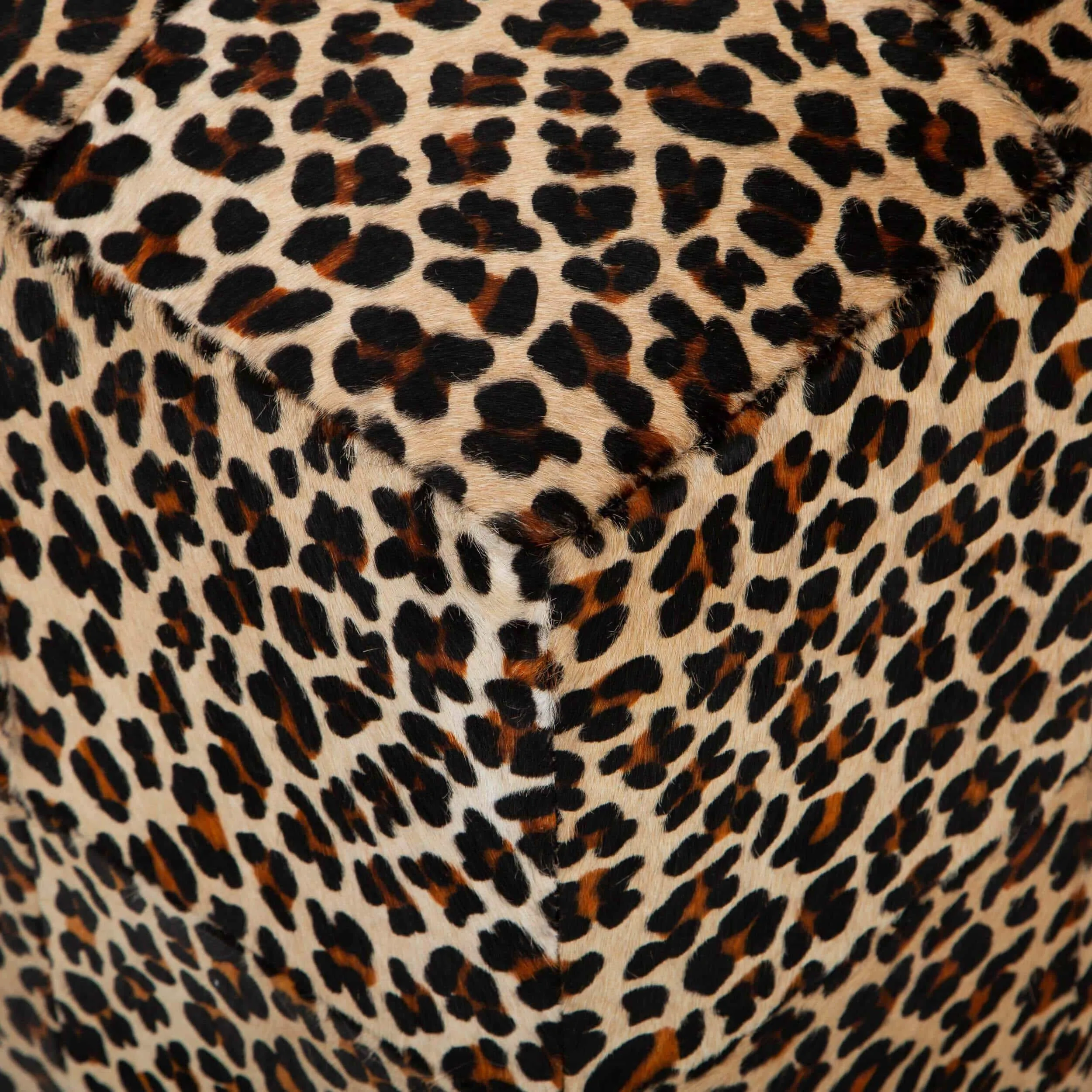 Cowhide Pouf, Leopard on Beige