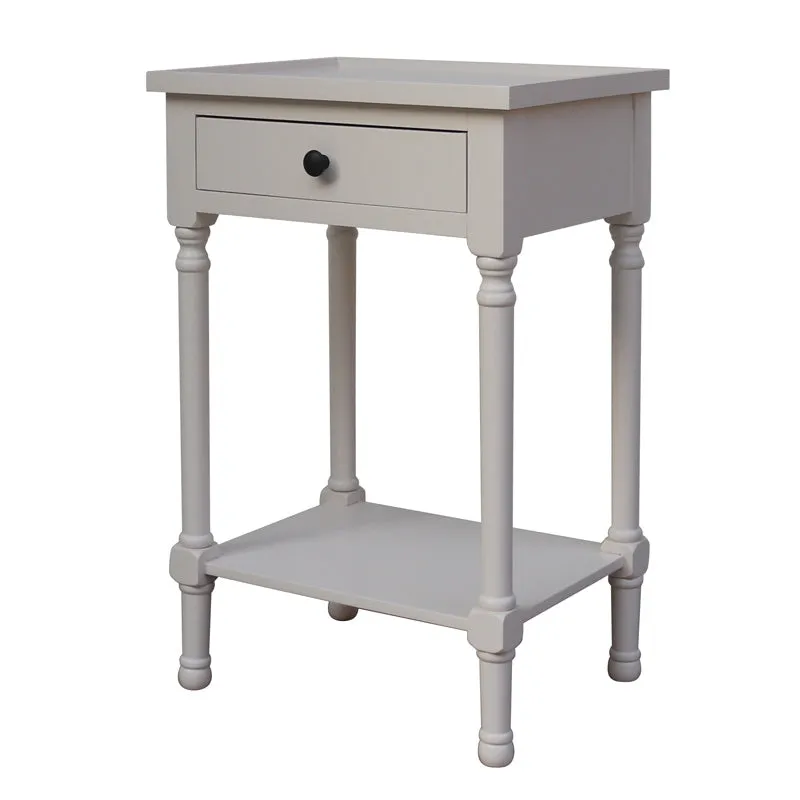 Cyrus Tray Top Bedside Table / Side Table - French Country Chic in Pearl White