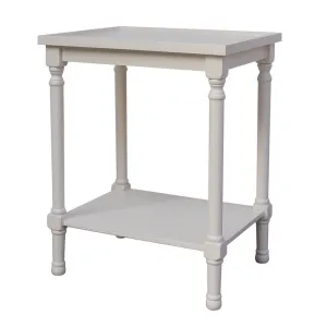 Cyrus Tray Top Bedside Table / Side Table  Rectangle - French Country Chic in Pearl White