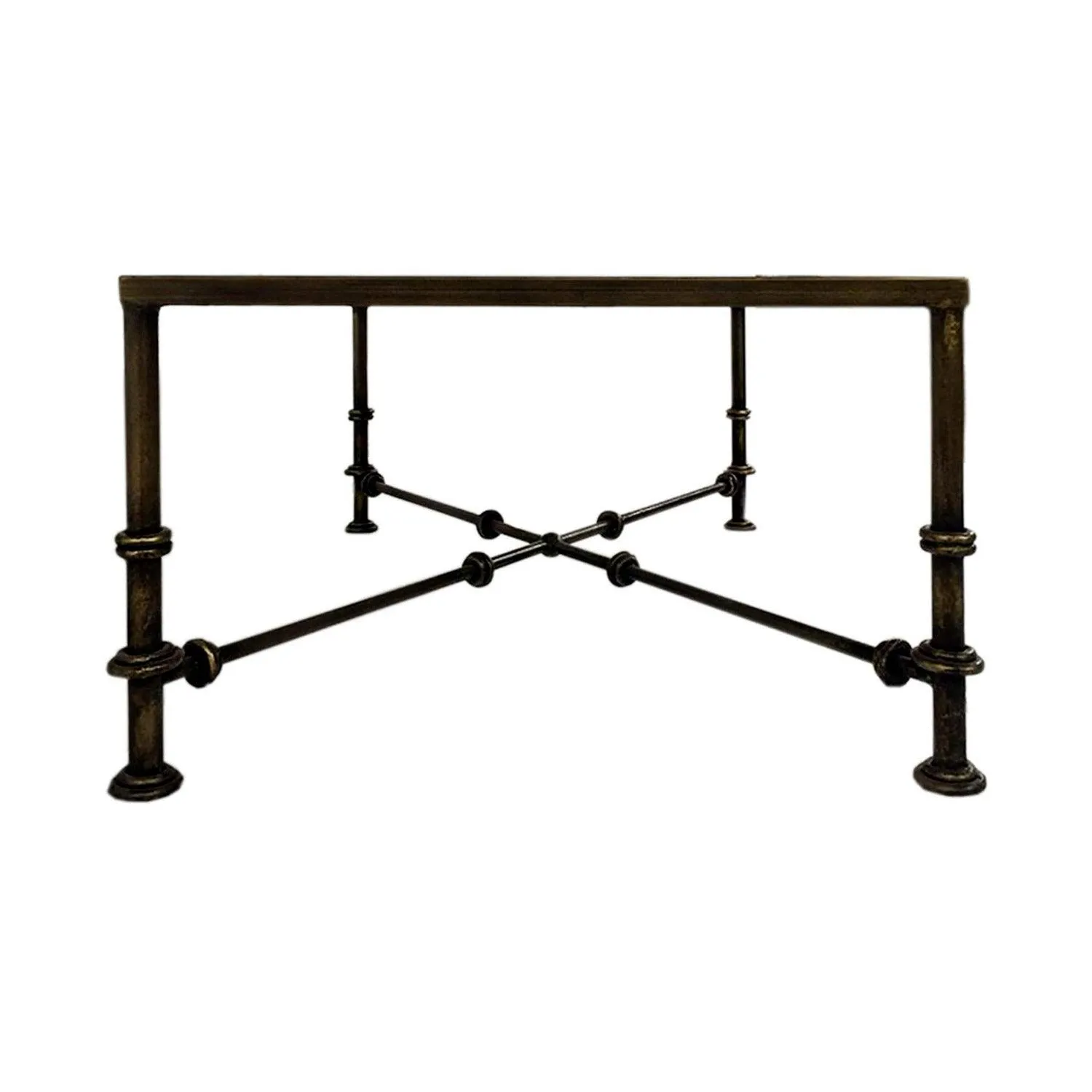 Distressed Iron & Glass Industrial Coffee Table