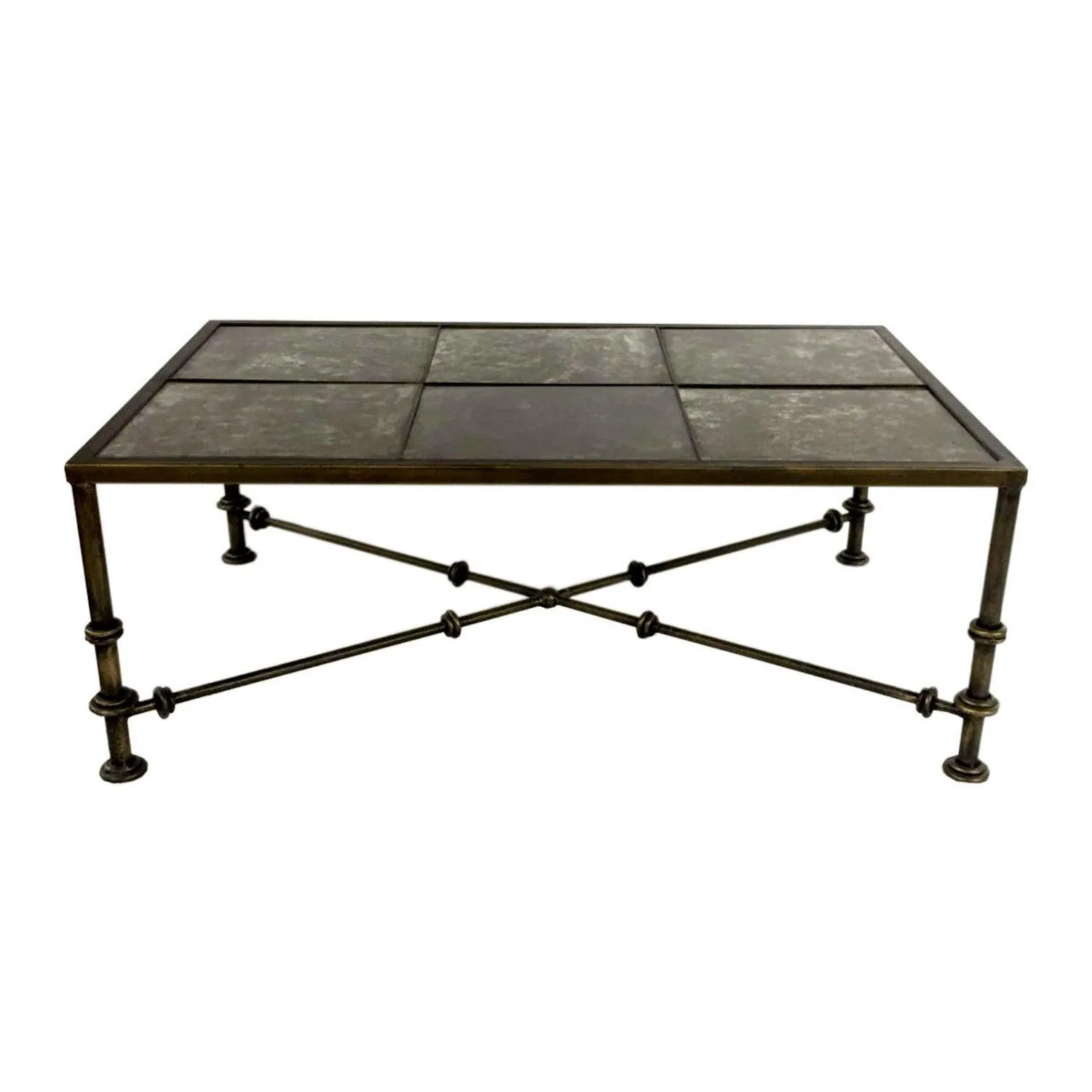 Distressed Iron & Glass Industrial Coffee Table