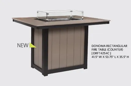 Donoma Poly-Top Rectangular Fire Table - Hammered Finish