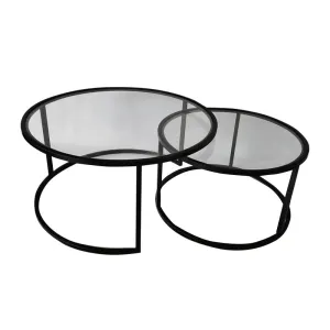 Drago Modern Chic Iron & Glass Coffee Table Nesting Set